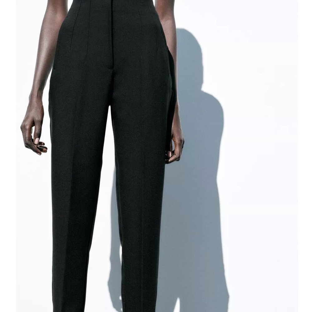 Zara Black Cropped Tailored Trousers